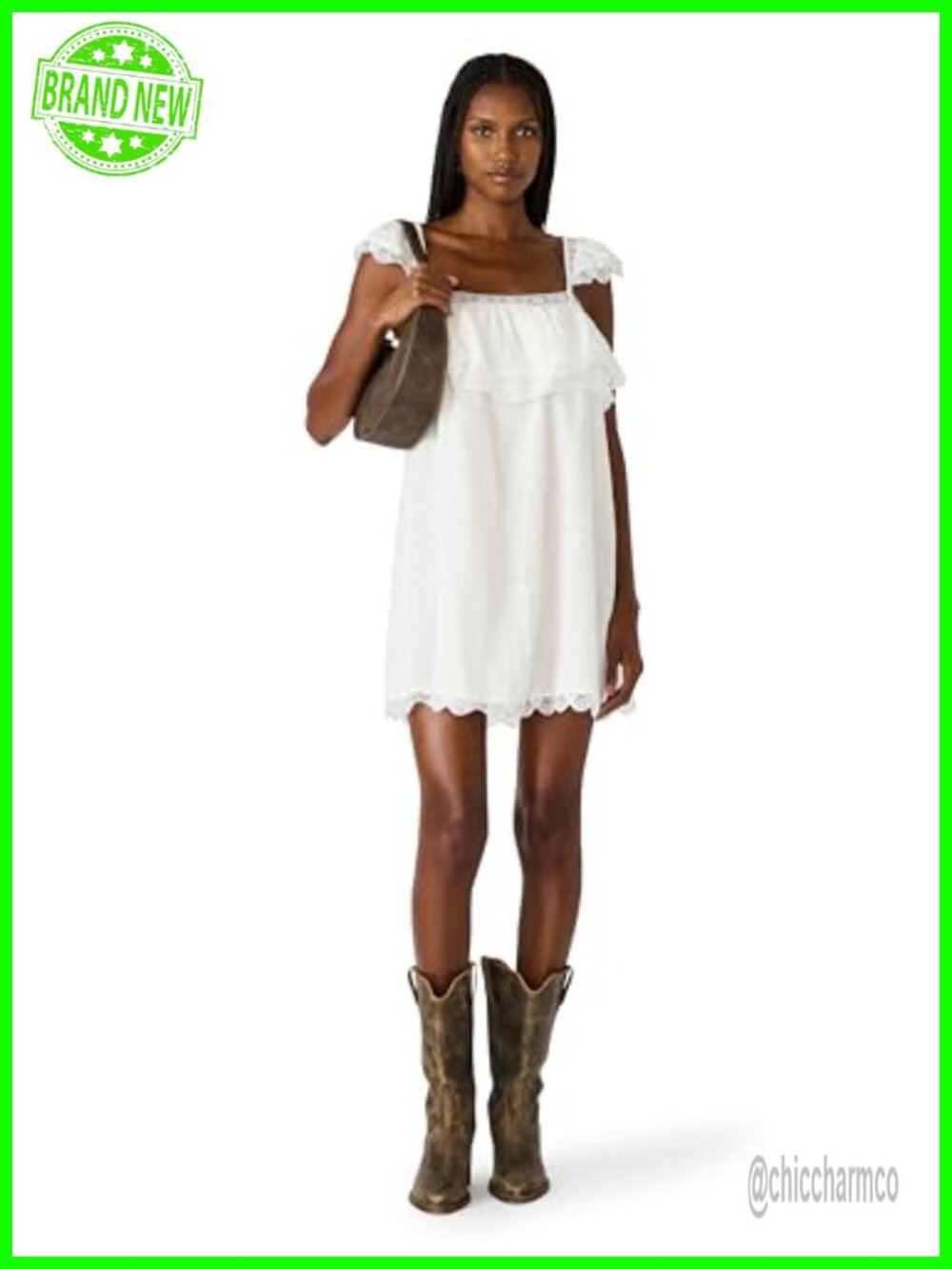 Steve Madden Leta Dress A-Line Square Neck Spaghetti Strap Mini